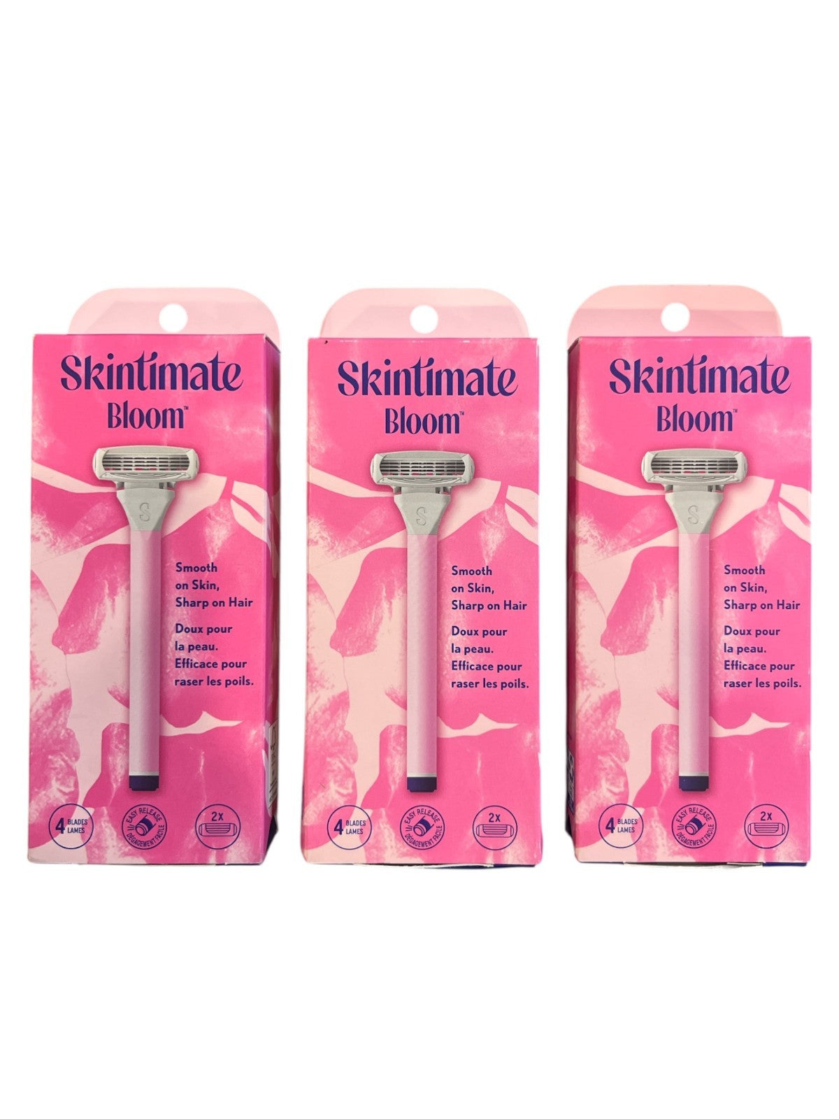 Pack of 3 - Skintimate Bloom Women's Razor Handle & Two 4 Blade Cartridges