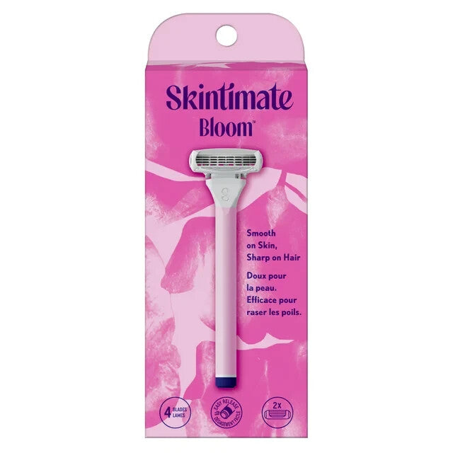 Pack of 3 - Skintimate Bloom Women's Razor Handle & Two 4 Blade Cartridges