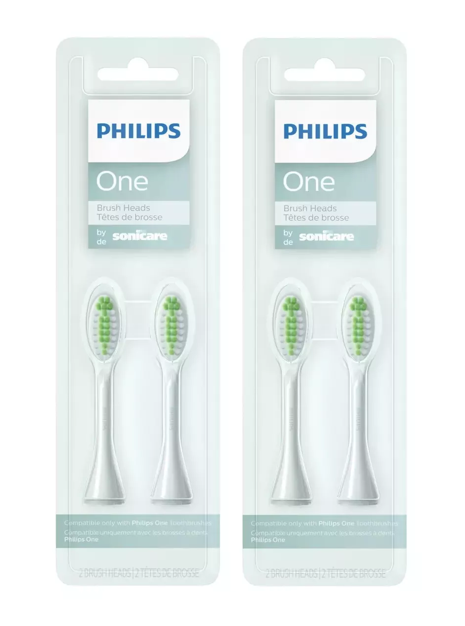 (2 Pack) Philips Sonicare One by Sonicare Tooth Brush Heads Mint Light Green