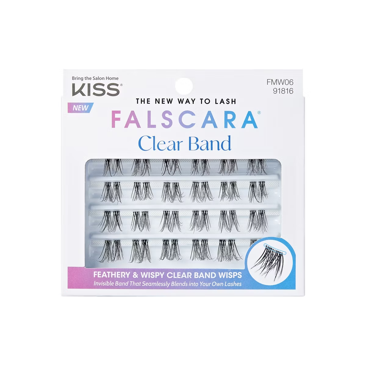 (2) Kiss Falscara Feathery & Wispy Clear Band Wisps 91816, Band to Your Lashes