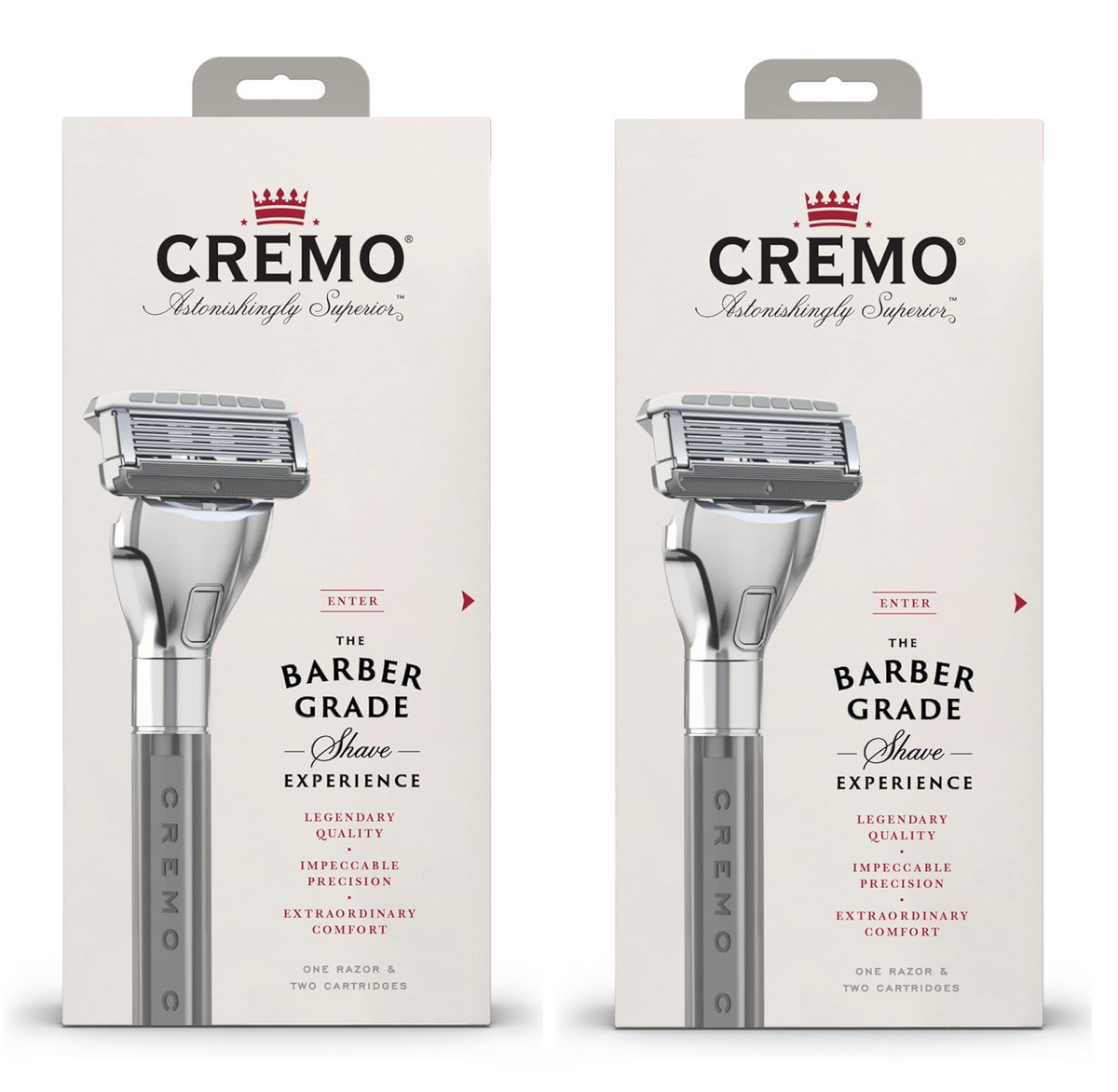 (2 Pack) Cremo Astonishingly Superior Barber Grade Refillable Razor System