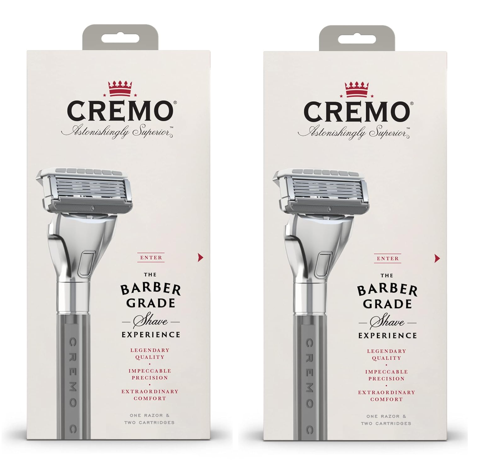(2 Pack) Cremo Astonishingly Superior Barber Grade Refillable Razor System
