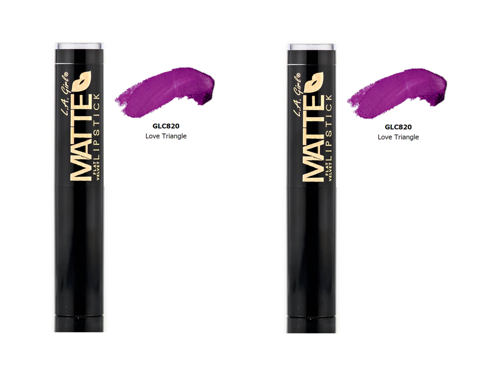 (2 Pack) L.A. Girl Matte Flat Velvet Lipstick Love Triangle 0.10 Oz
