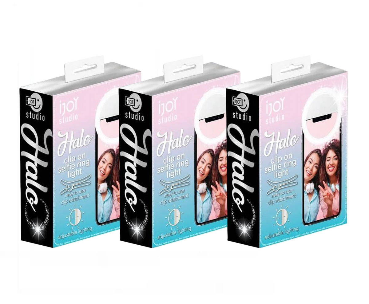 Pack of 3 - iJoy Phone Ring Light USB Rechargeable Clip-On Selfie Light Portable