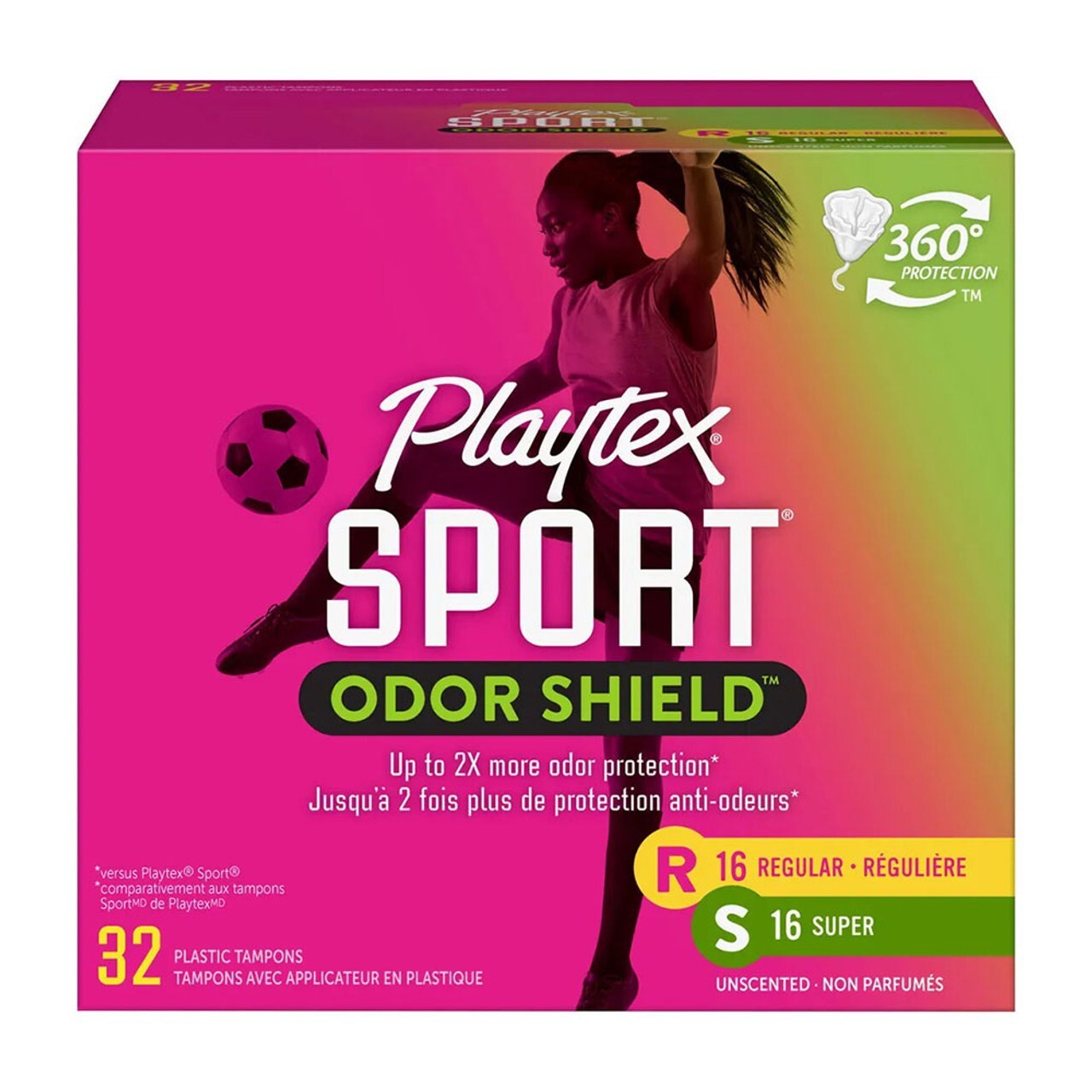 Playtex Sport Odor Shield Tampons Regular & Super Duo Pack Unscented 32 Ct *NEW*