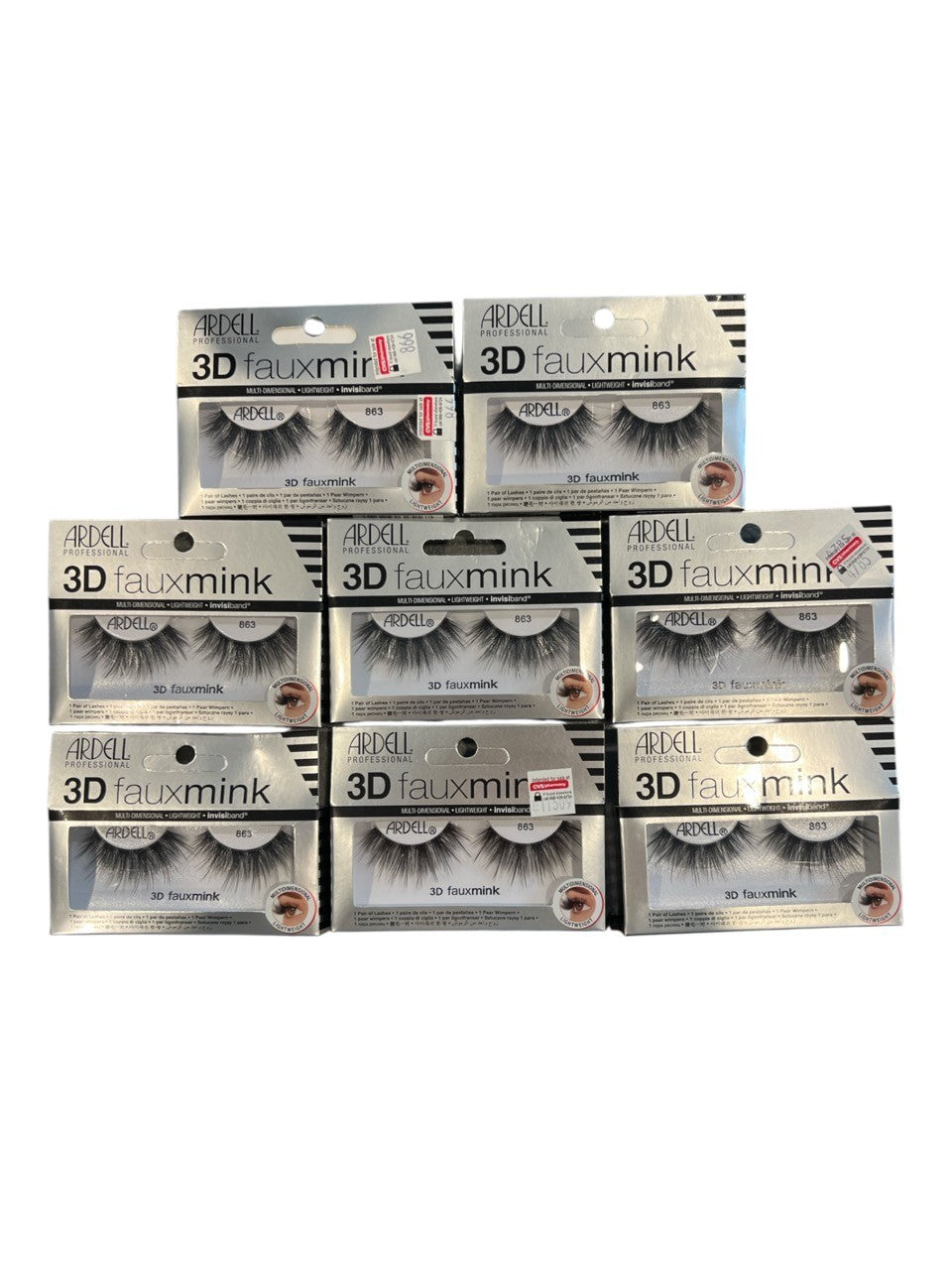Lot Of 8 Ardell 3D Faux Mink, Multi-Dimensional . Lightweight #863 Eyelashes