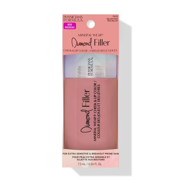 Physicians Formula Mineral Wear Diamond Filler Cheek Lip Color Brilliant Peach