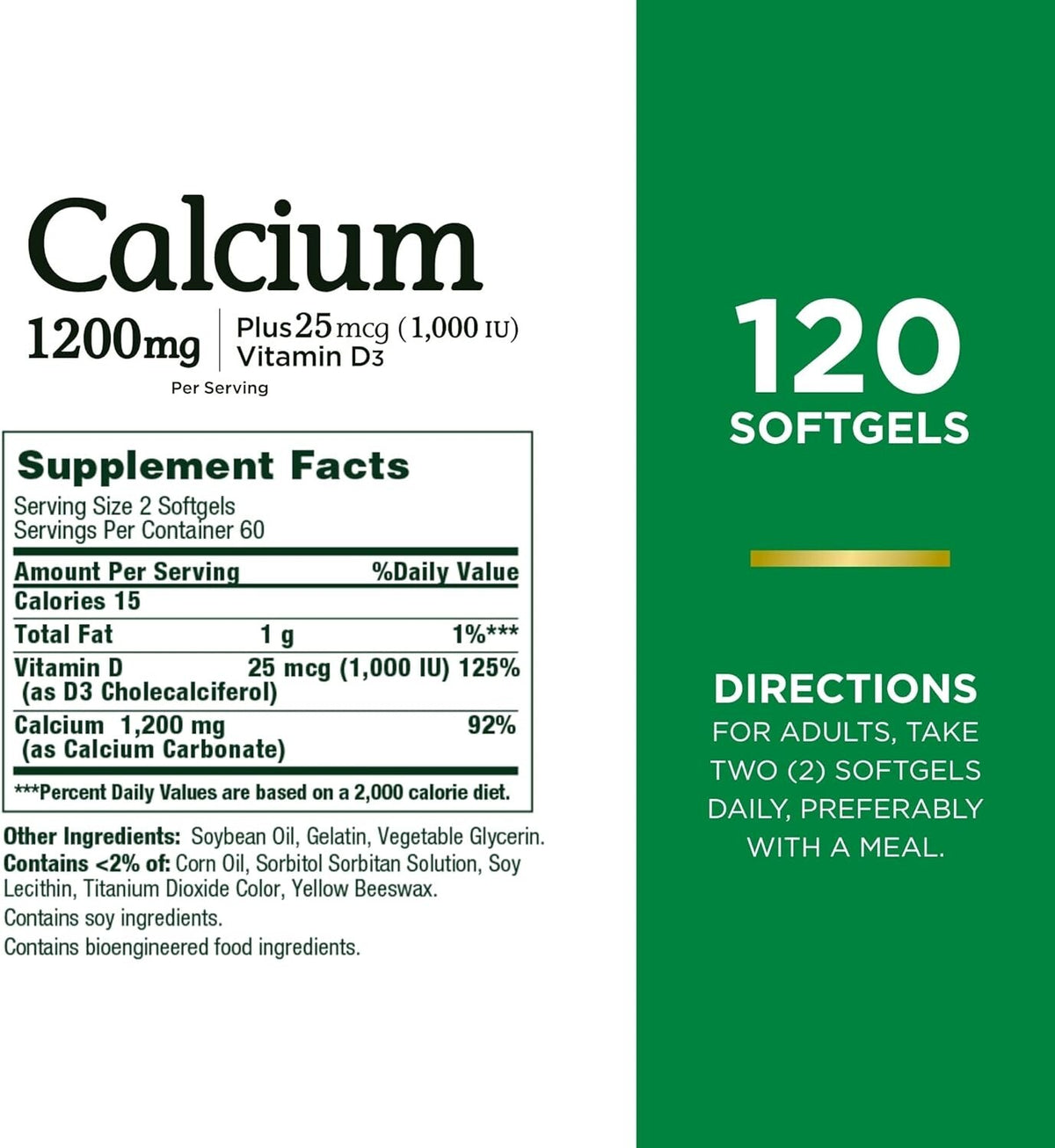 Nature's Bounty Calcium Carbonate & Vitamin D, Supports Immune & Bone Health