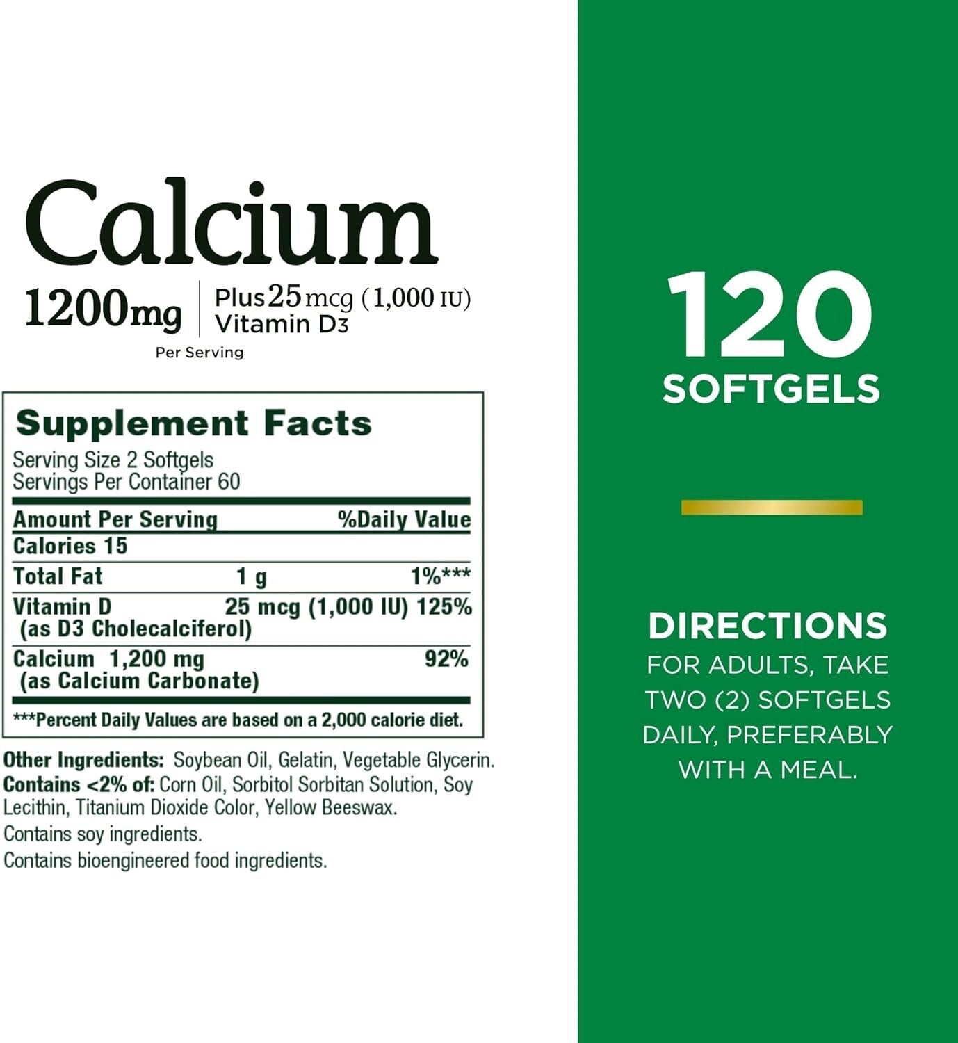 Nature's Bounty Calcium Carbonate & Vitamin D, Supports Immune & Bone Health
