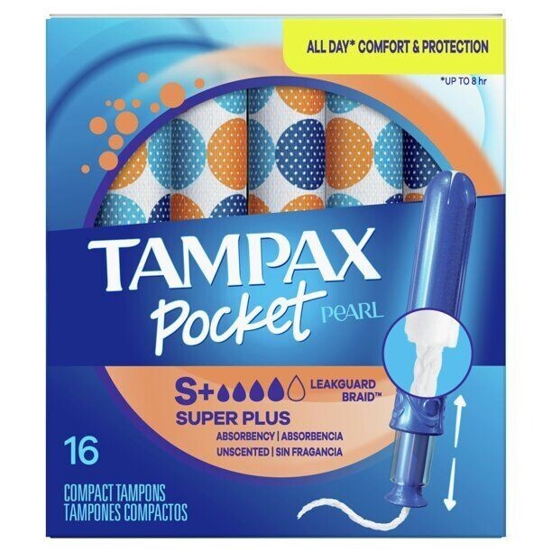 Tampax Pocket Pearl Super Plus Compact Tampons 16 Count Unscented *NEW*
