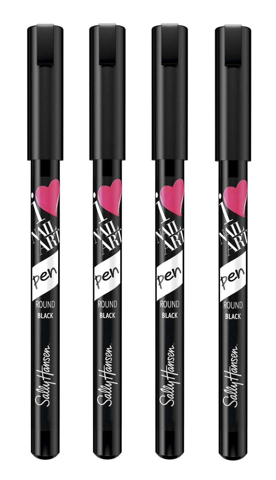 (Lot of 4) Sally Hansen I Heart Nail Art Pen # 470 Black Noir, Round
