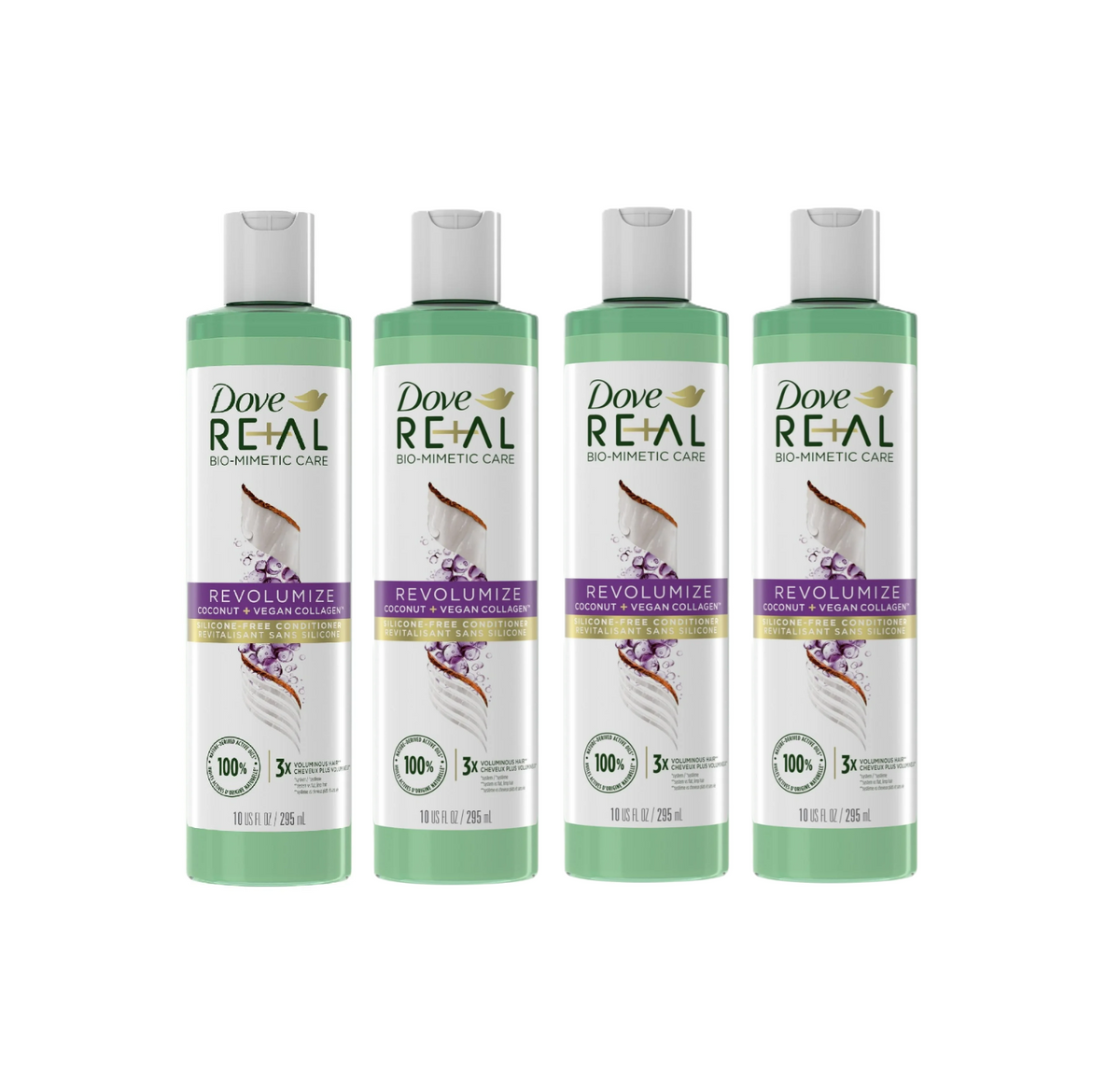 4Pk Dove RE+AL Bio-Mimetic Care, Revolumize Coconut + Vegan Collagen Conditioner