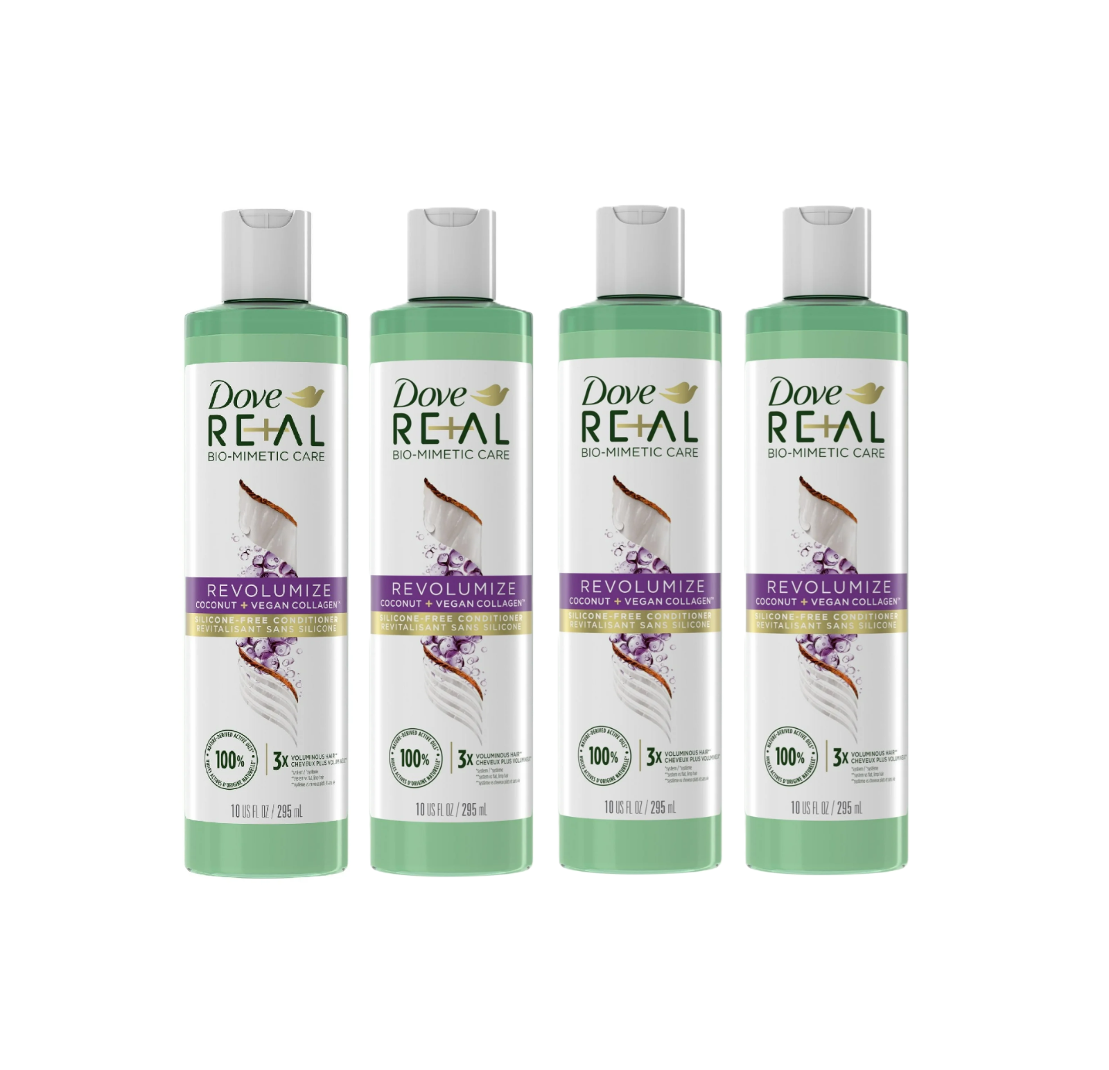 4Pk Dove RE+AL Bio-Mimetic Care, Revolumize Coconut + Vegan Collagen Conditioner