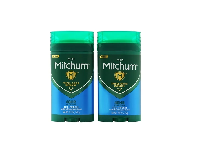 2 Pack Mitchum Antiperspirant Men Deodorant Triple Odor Defense Ice Fresh, 2.7oz