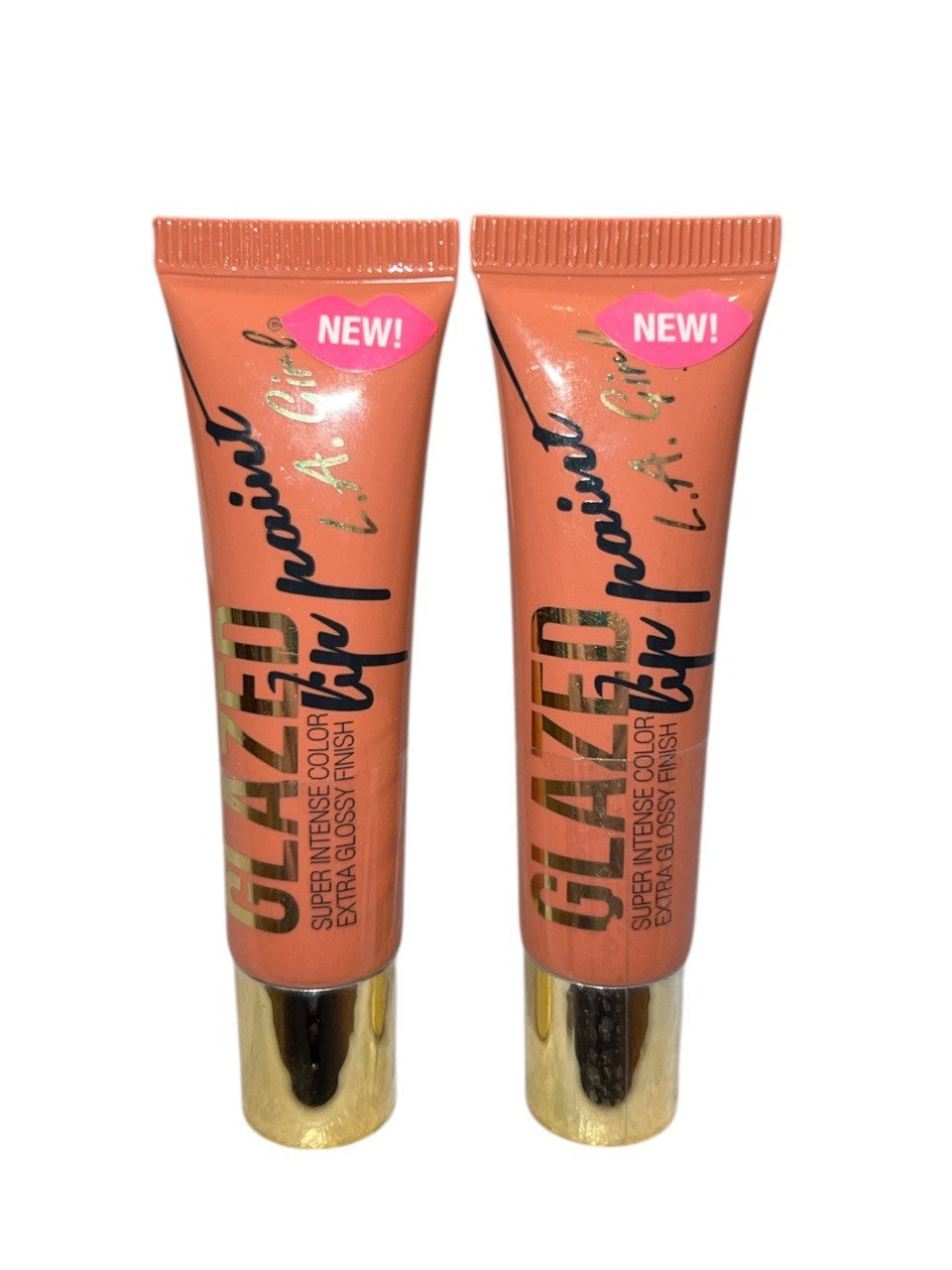 2- LA Girl Glazed Lip Paint, Super Intense Color, Extra Glossy Finish - Ticklish