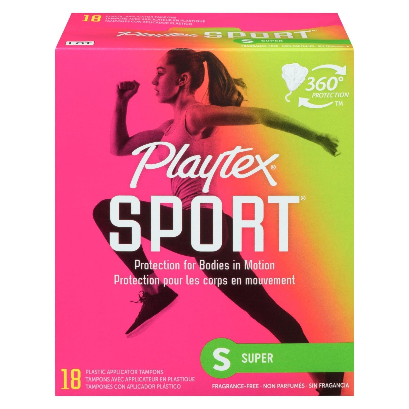 Playtex Sport Tampons With Plastic Applicators Unscented Super - 18 Count