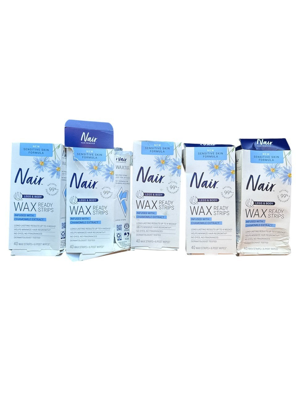 5 - Nair Sensitive Hair Remover Wax Ready Strips, Chamomile Extract, 40 ct READ