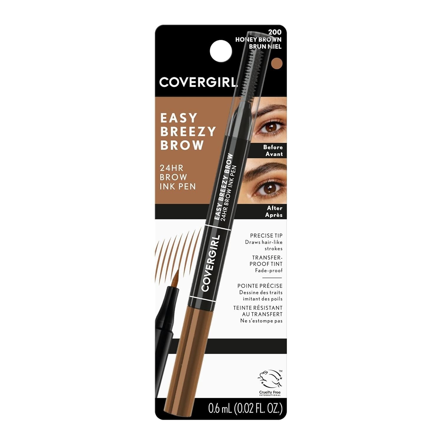 COVERGIRL Easy Breezy Brow 24HR Brow Ink Pen #200 Honey Brown