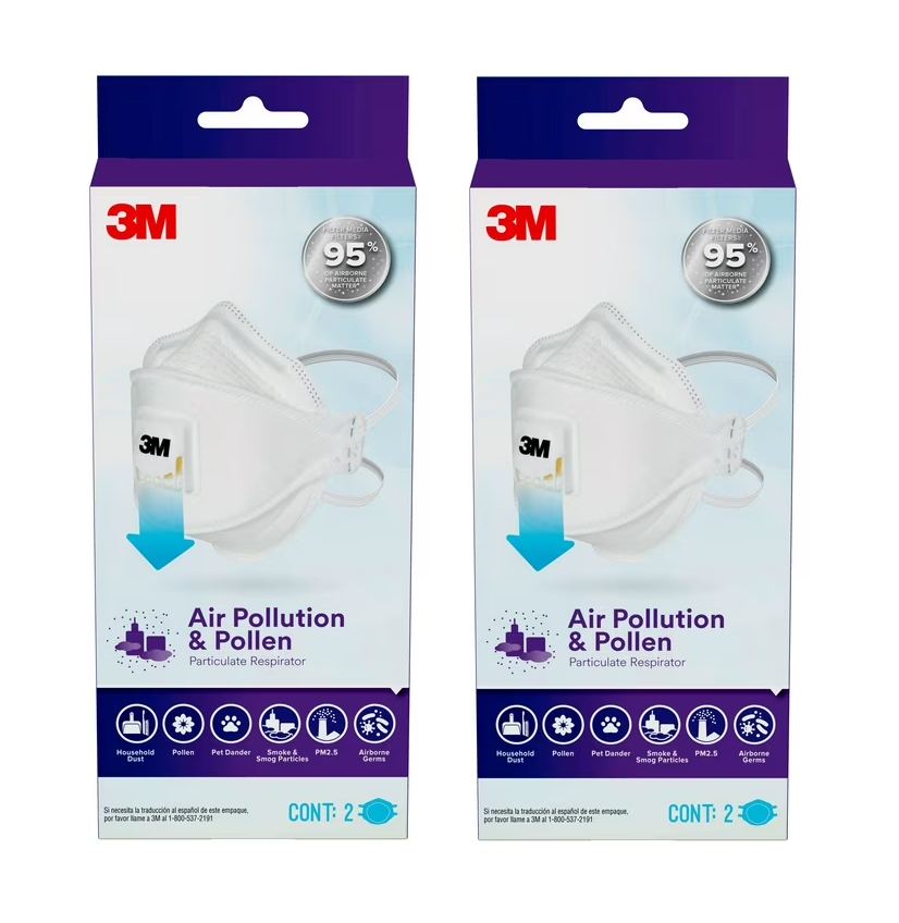 (Lot of 2) 3M N95 Air Pollution and Pollen Respirator Mask, 29211 - 2 Count Each