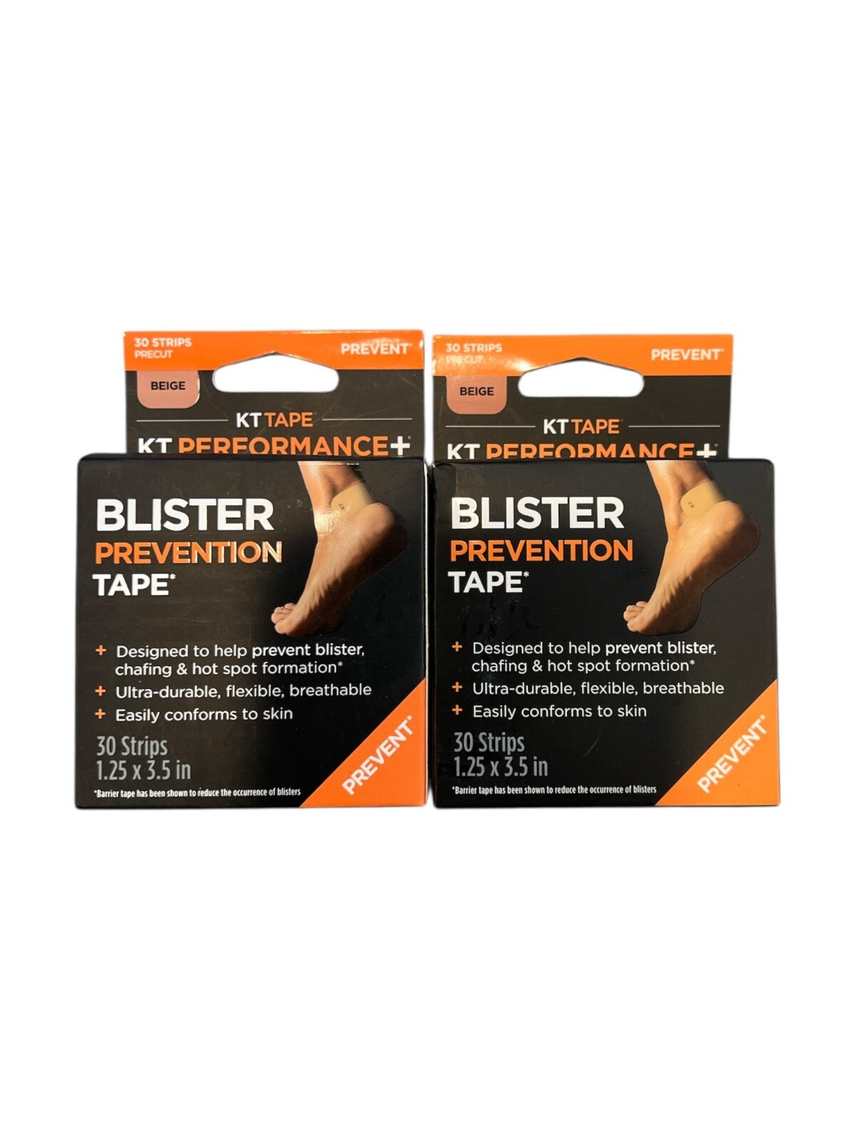 2 - Prevent KT Tape Performance + BLISTER PREVENTION 30 Precut Strips Beige 3.5"