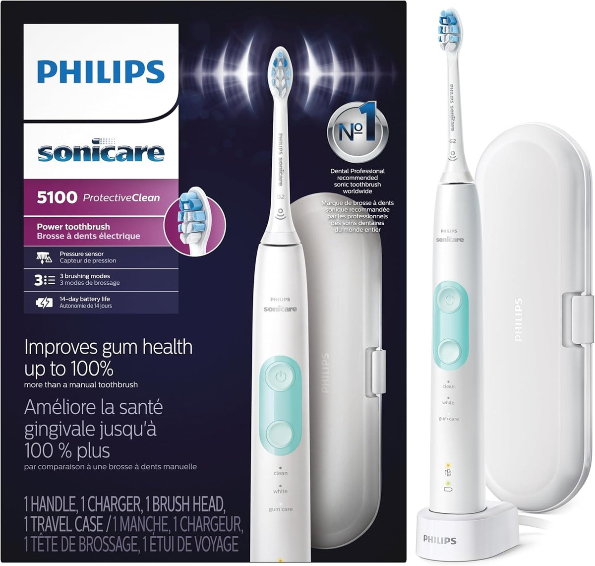 Philips Sonicare Protective Clean 5100 Rechargeable Electric Toothbrush - White
