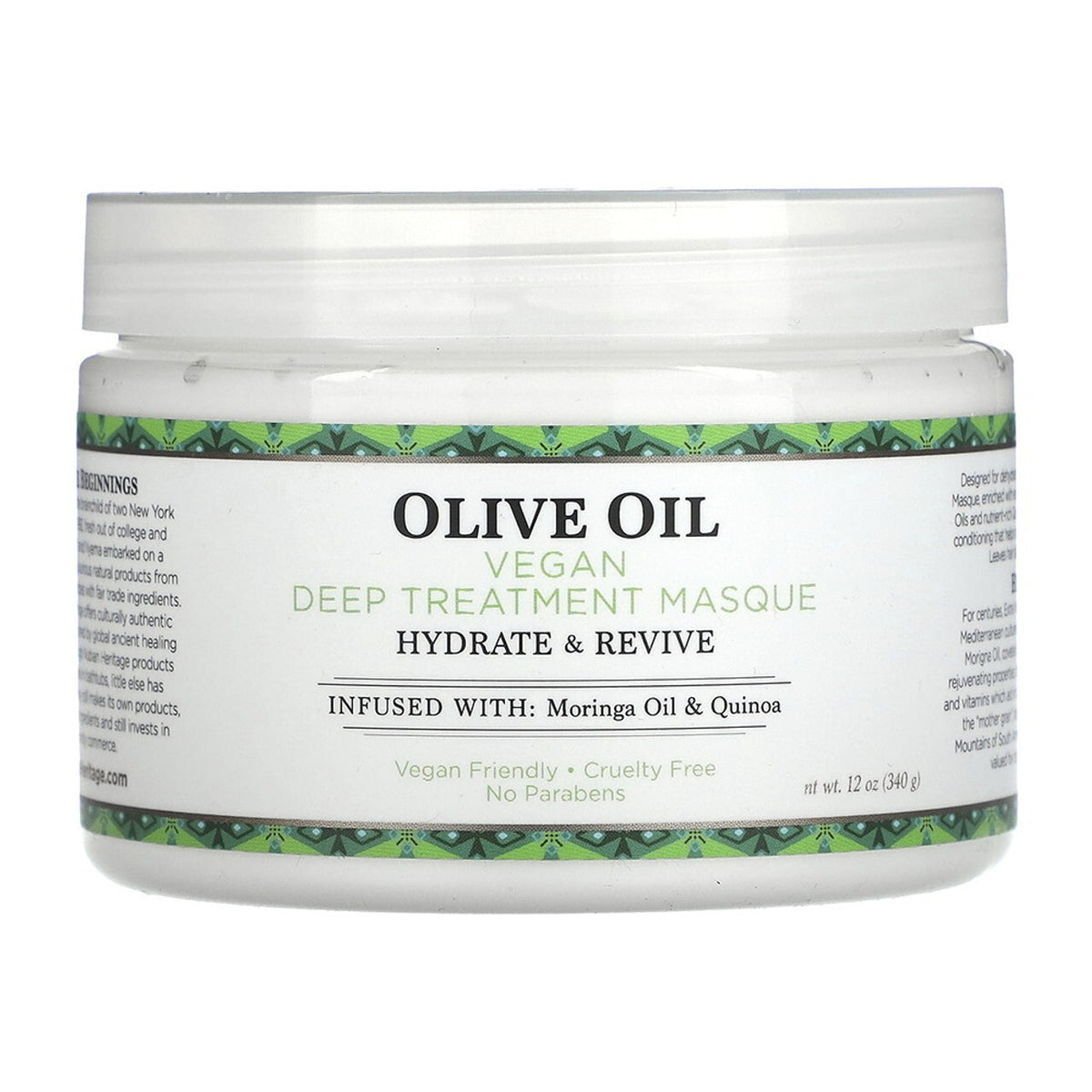 (2 PACK) Nubian Heritage Olive Oil Vegan Deep Treatment Hair Masque 11.5 Oz Each