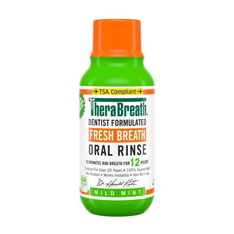 (2 PACK) TheraBreath Fresh Breath Oral Rinse Mild Mint 3 Ounce *NEW*
