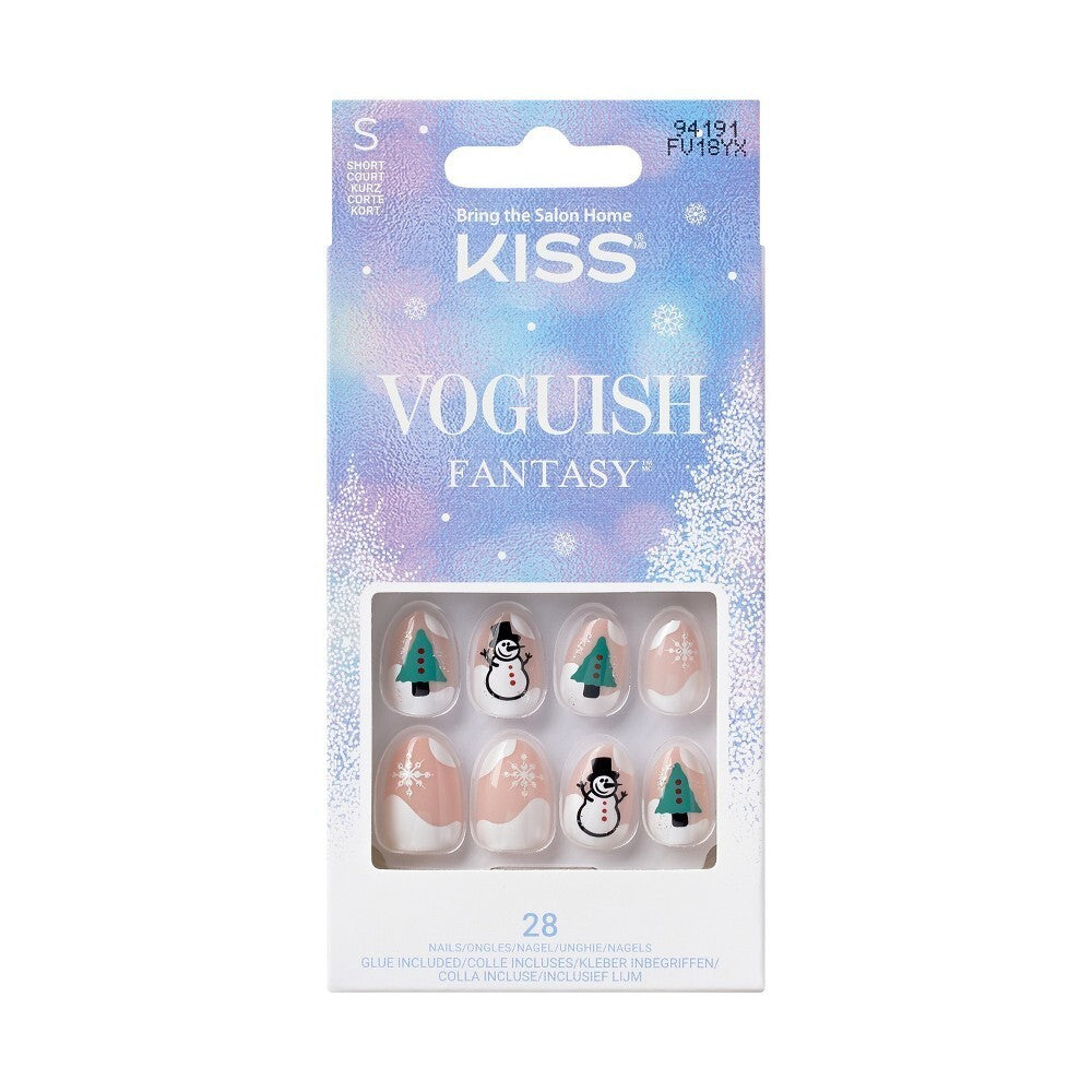 KISS Voguish Fantasy Press on Nails, Bring Me Love, White, Short Almond, 28 Ct