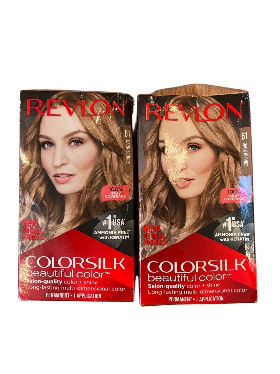 Lot of 2 Revlon Colorsilk No Ammonia Hair Color 61 Dark Blonde With Keratin