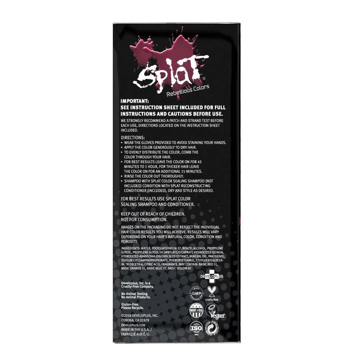 Pack of 2 - Splat Midnight Claret Dye, Semi-Permanent Red Hair Color
