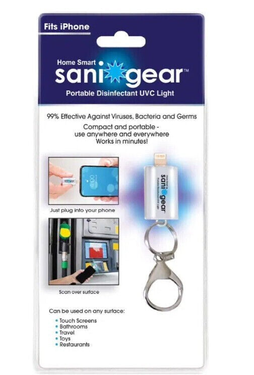Home Smart Sani Gear Portable Sanitizing UVC Light Sealed Pack Fit Apple Iphone
