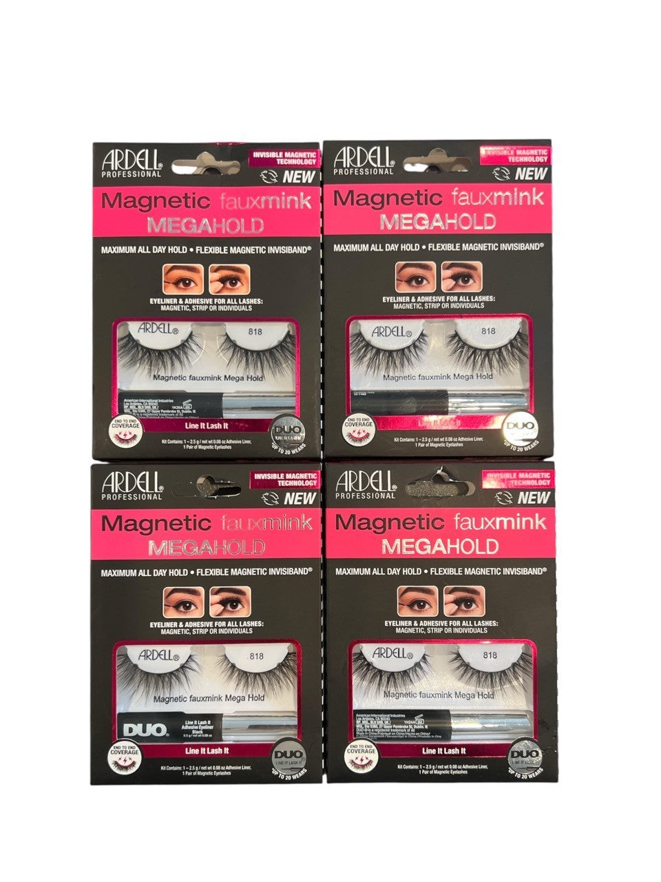 (Pack of 4)  Ardell Professional Magnetic fauxmink MegaHold False Lashes #818