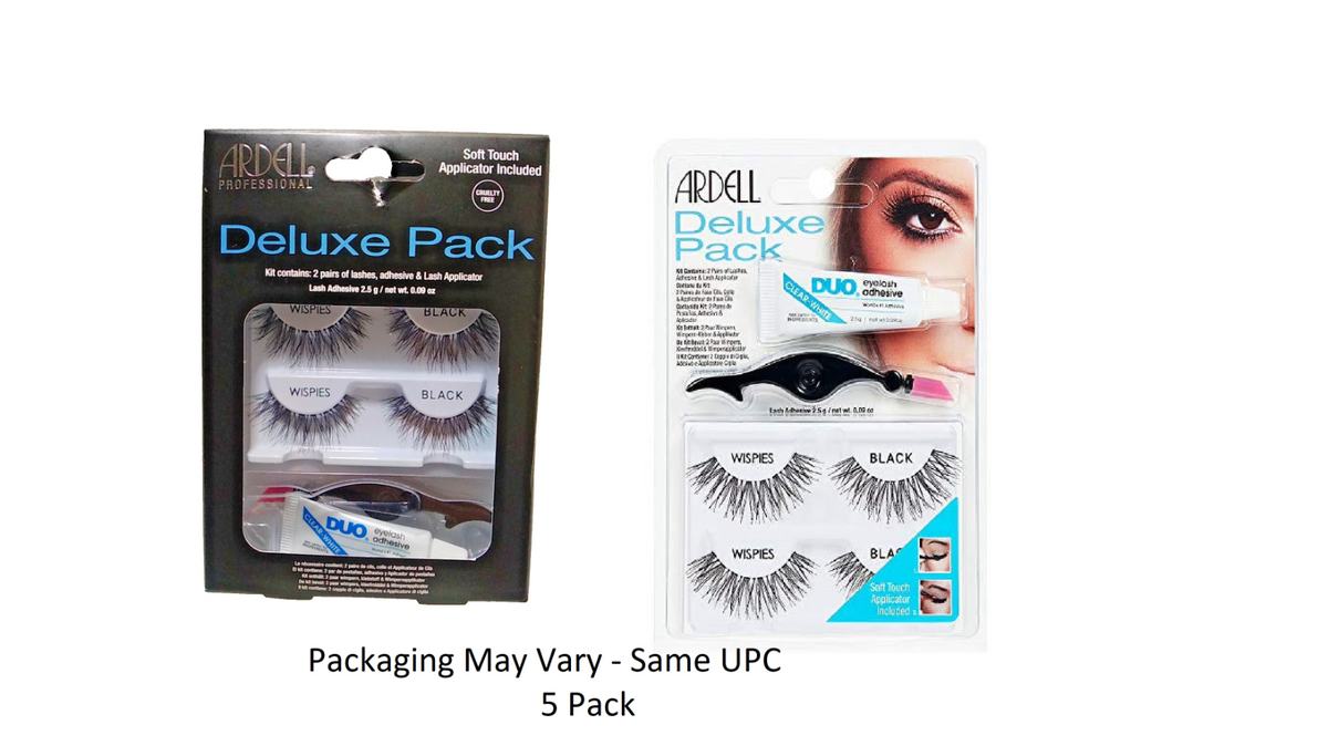 5 Ardell Deluxe Pack Wispies with Applicator &amp; Clear Glue Adhesive READ DESCRIP.