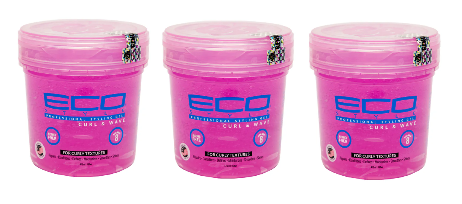 (Lot of 3) ECO Style Curl & Wave Styling Gel Firm Hold 12 oz. *READ DESCRIPTION*