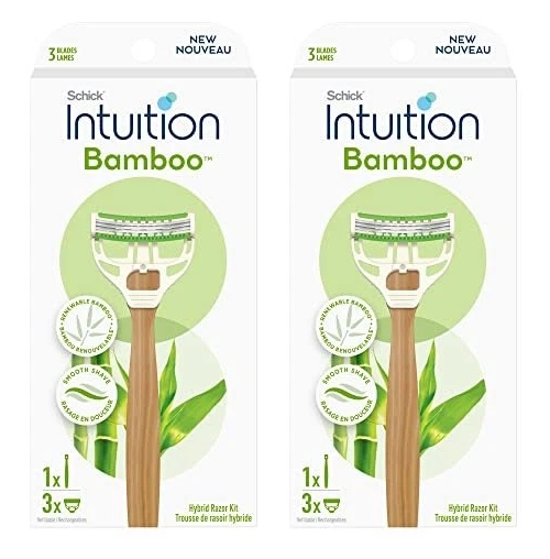 (2 Pack) Schick Women’s Intuition Bamboo Hybrid Razor Kit 1 Razor + 3 Cartridges