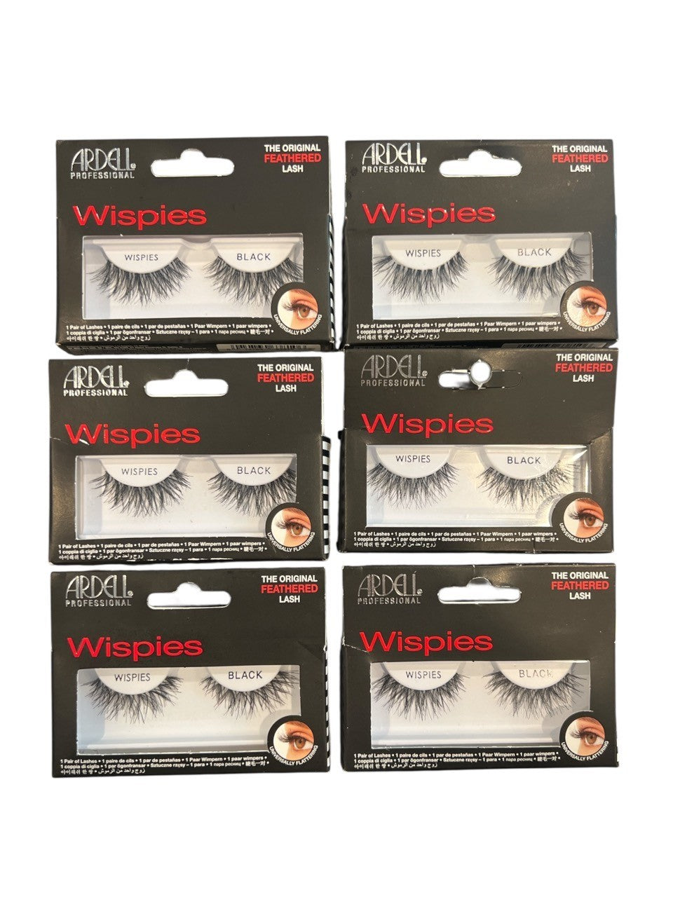 (6 Pack) Ardell Wispies Black Eye False EyeLashes -The Original Feathered Lashes