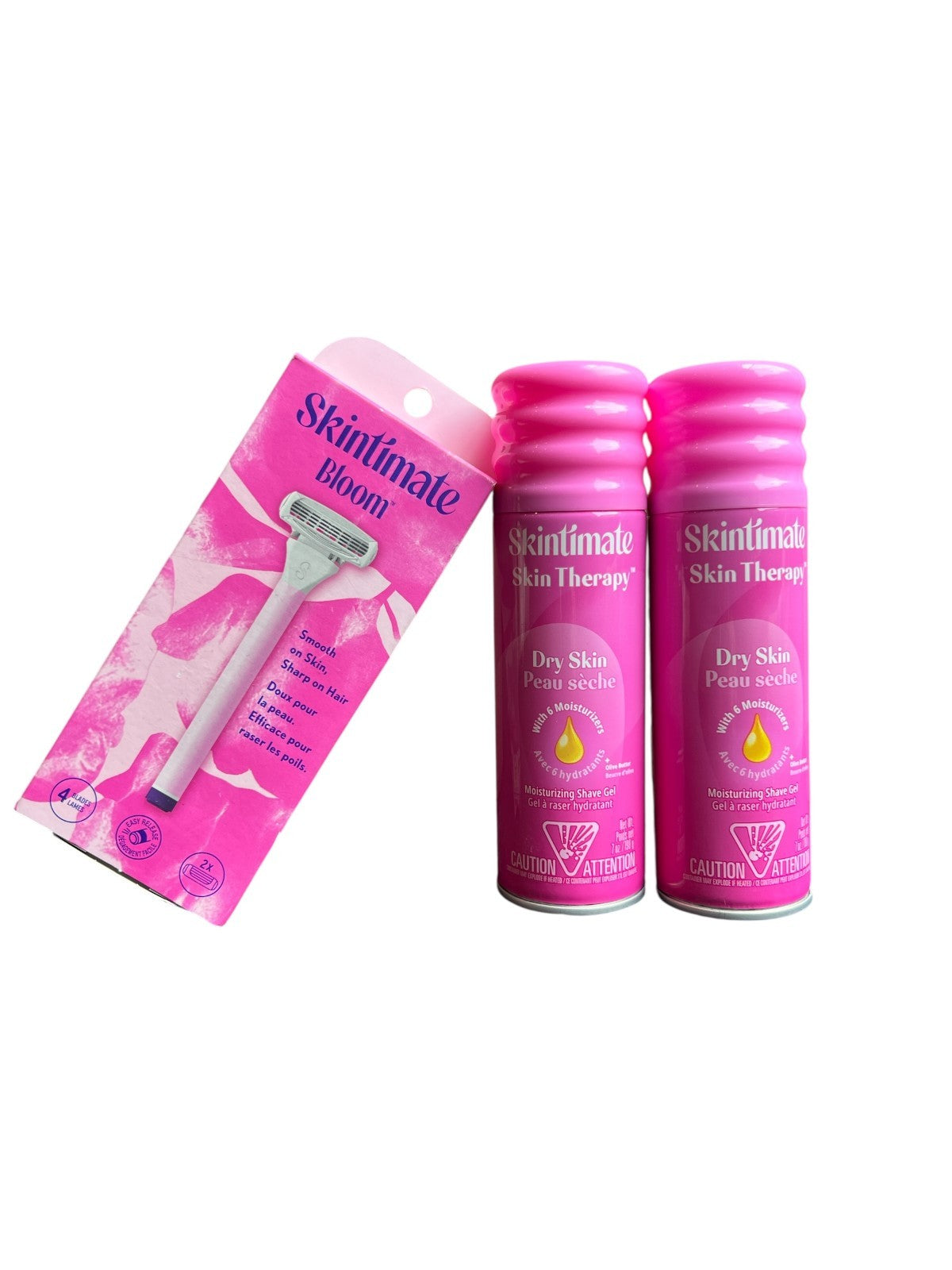 3 Pk - (2)Skintimate Skin Therapy Shave Gel Dry Skin + (1)Skintimate Bloom Razor