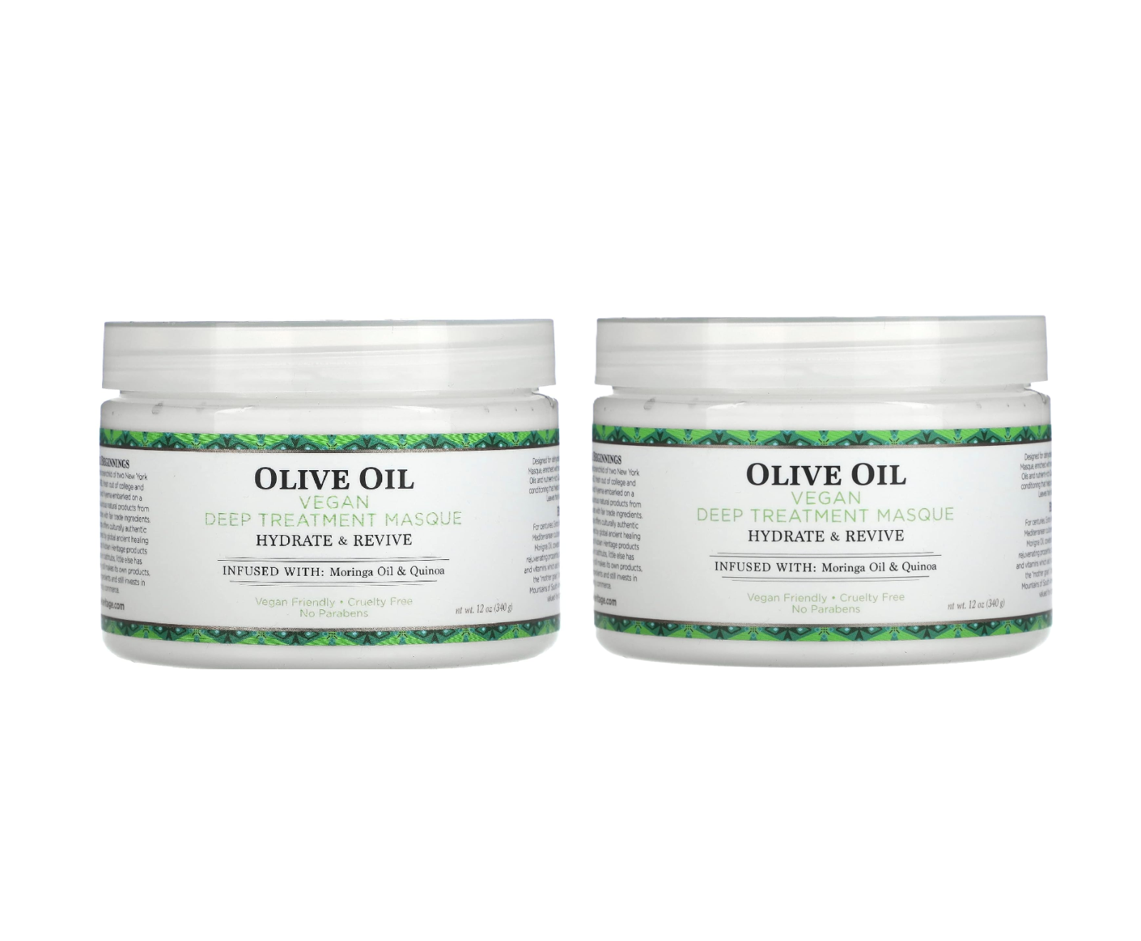 (2 PACK) Nubian Heritage Olive Oil Vegan Deep Treatment Hair Masque 11.5 Oz Each