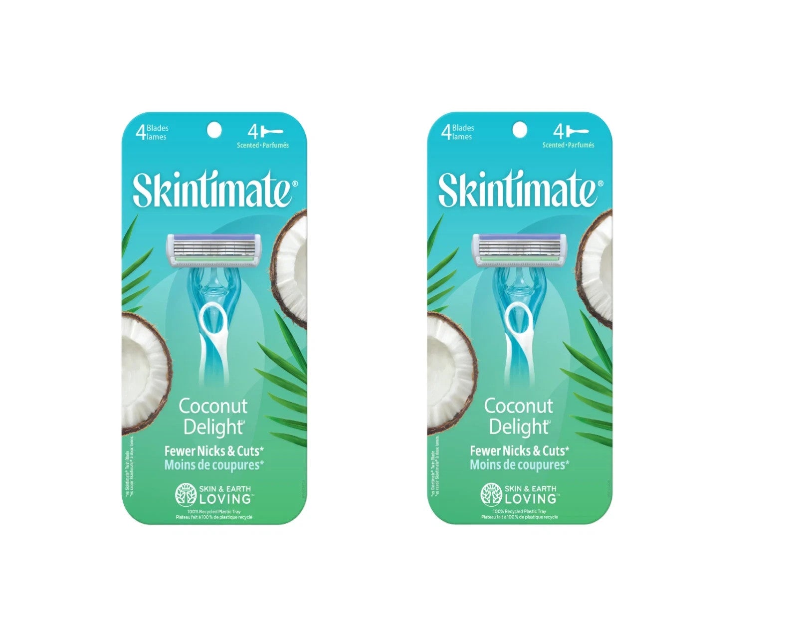 (2 Pack) Skintimate Women Disposable Razors Coconut Delight Scent 4 Razors Each