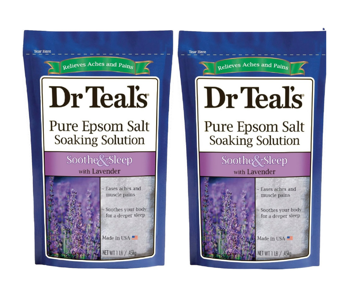 2Pack - Dr Teal's Pure Epsom Salt Soaking Solution Soothe &amp; Sleep Lavender 1 lb.