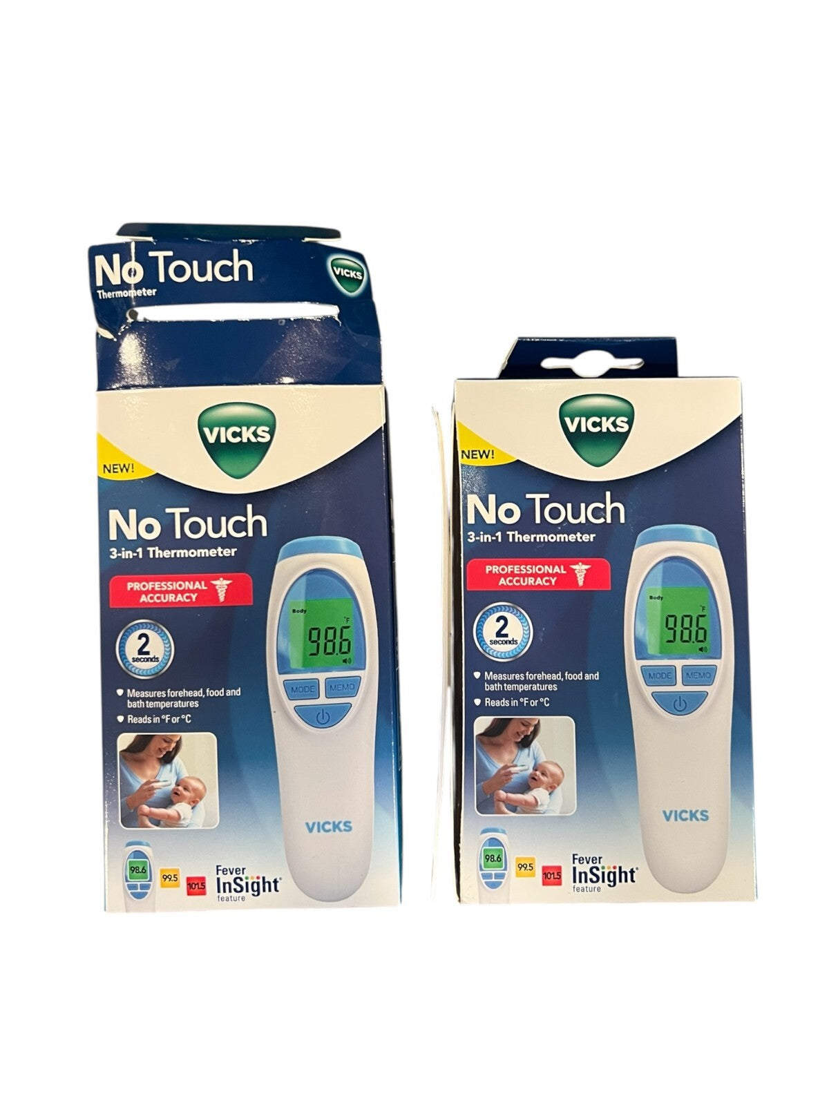Pack of 2 - Vicks No-Touch 3-in-1 Thermometer  *OPEN BOX*