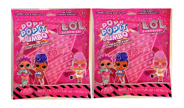 (Lot of 2) LOL Surprise POP'N POP IT Star Shape Fidget Toy JUMBO Pink Rainbow