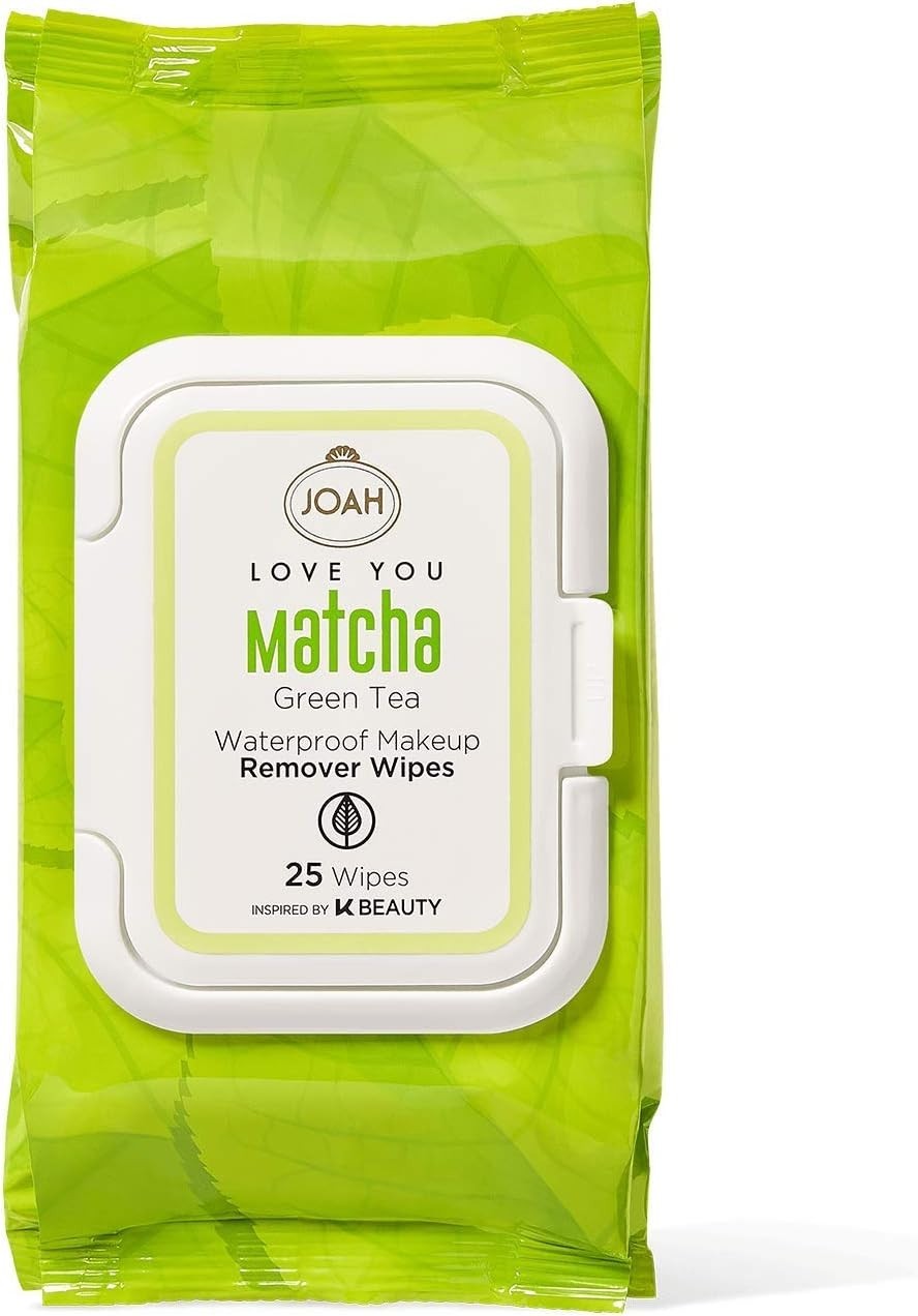 JOAH Love You Matcha Green Tea Waterproof Makeup Remover Wipes, 25 Count