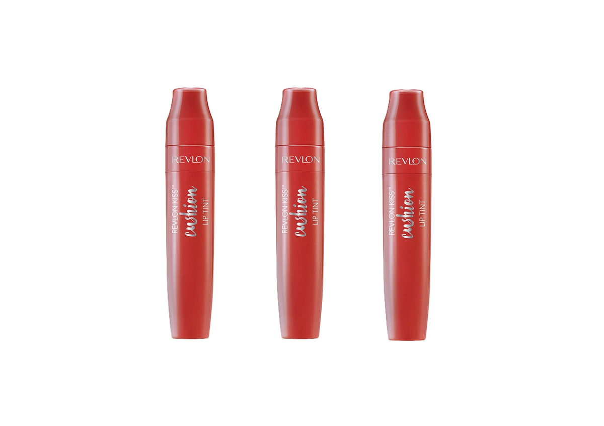 Pack of 3 - REVLON Kiss Cushion Lip Tint Lipstick, High End Coral