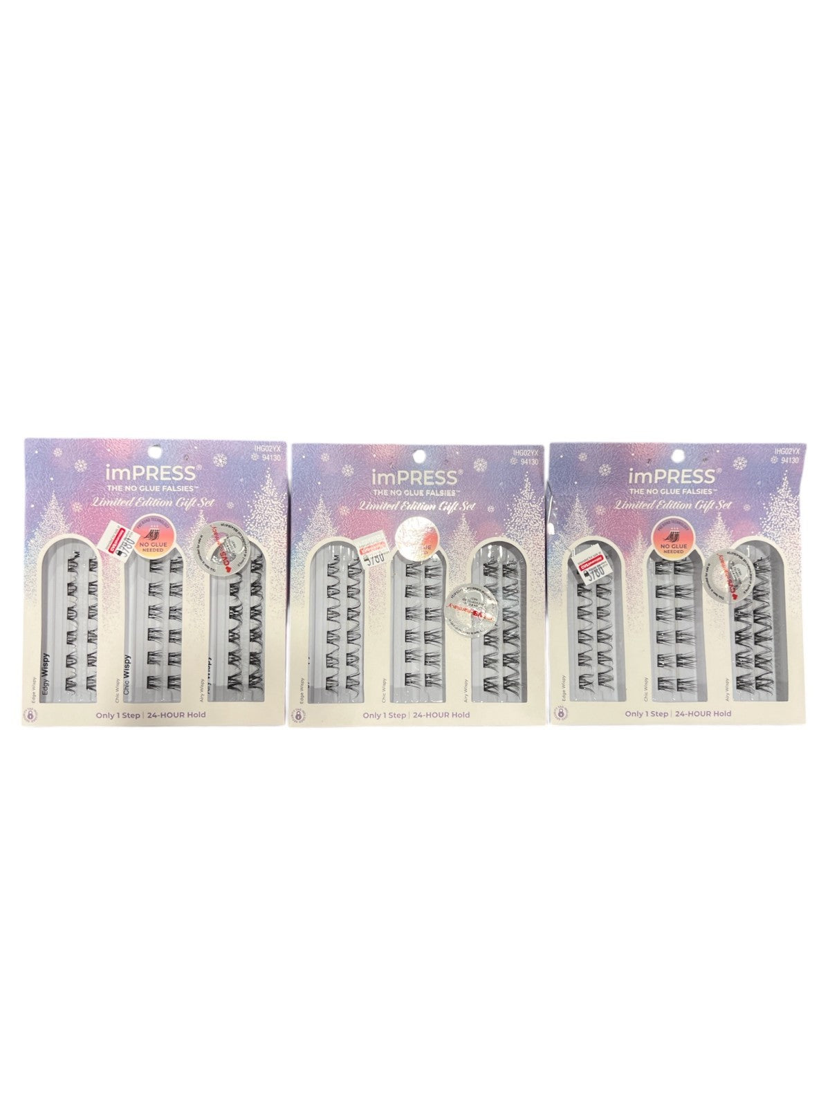 Pack of 3 Kiss Impress Press-On Falsies Cluster Lashes No Glue Needed