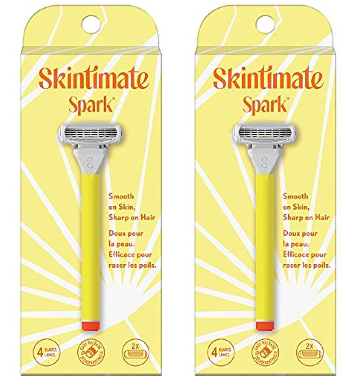 (2 Pack) Skintimate Spark Women's Razor - 1 Razor Handle + 2 Refills