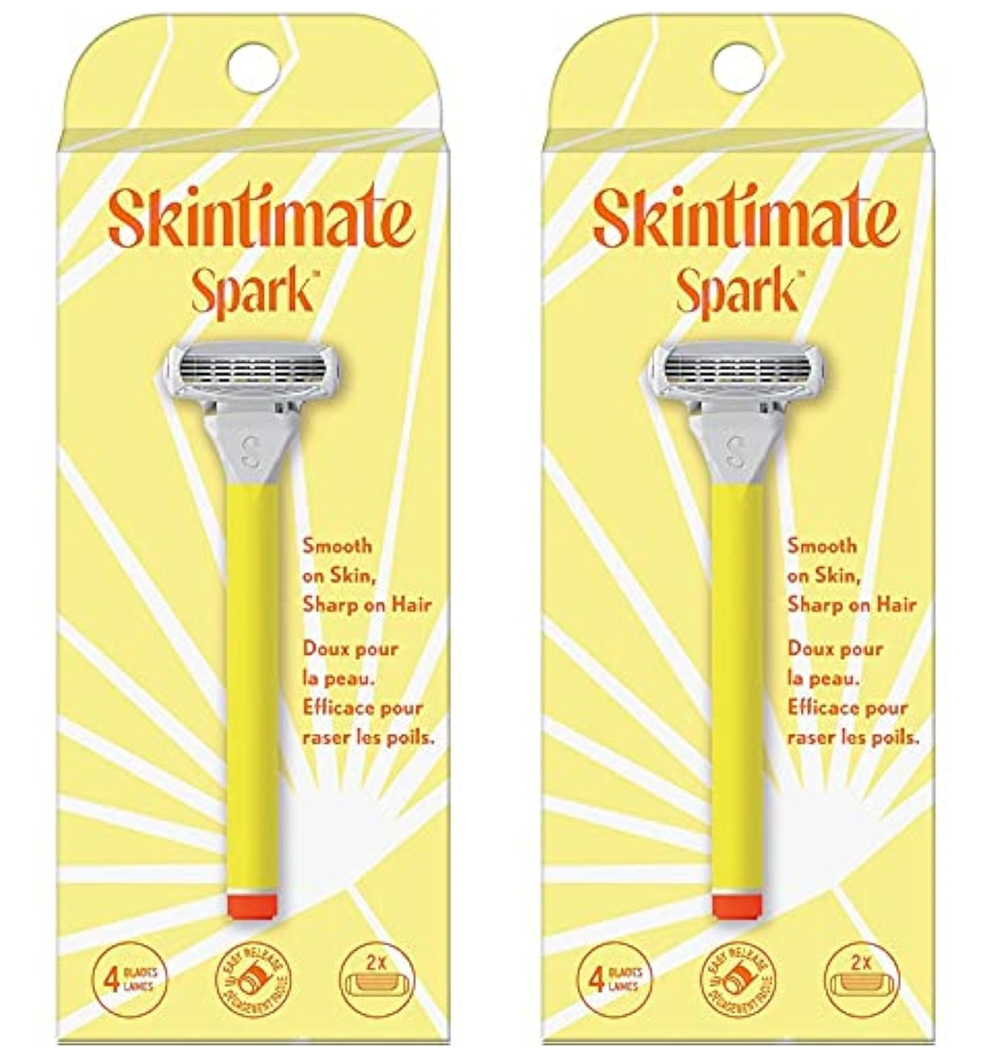 (2 Pack) Skintimate Spark Women's Razor - 1 Razor Handle + 2 Refills