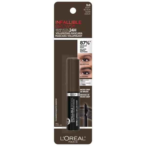 L'Oreal Paris Infallible 24H Volumizing Eyebrow Mascara - 0.13 fl oz Soft Black