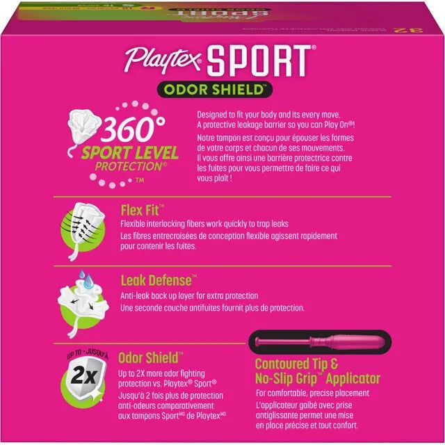 Playtex Sport Odor Shield Tampons Regular & Super Duo Pack Unscented 32 Ct *NEW*