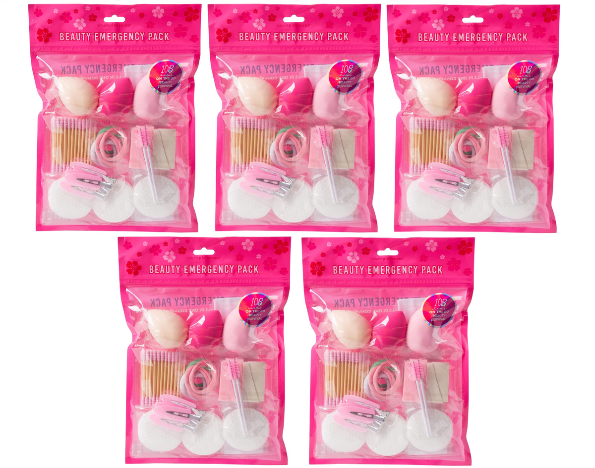 5 Pack - Simple Pleasures Beauty Emergency Pack, Cosmetic Blenders, Wedges 108pc